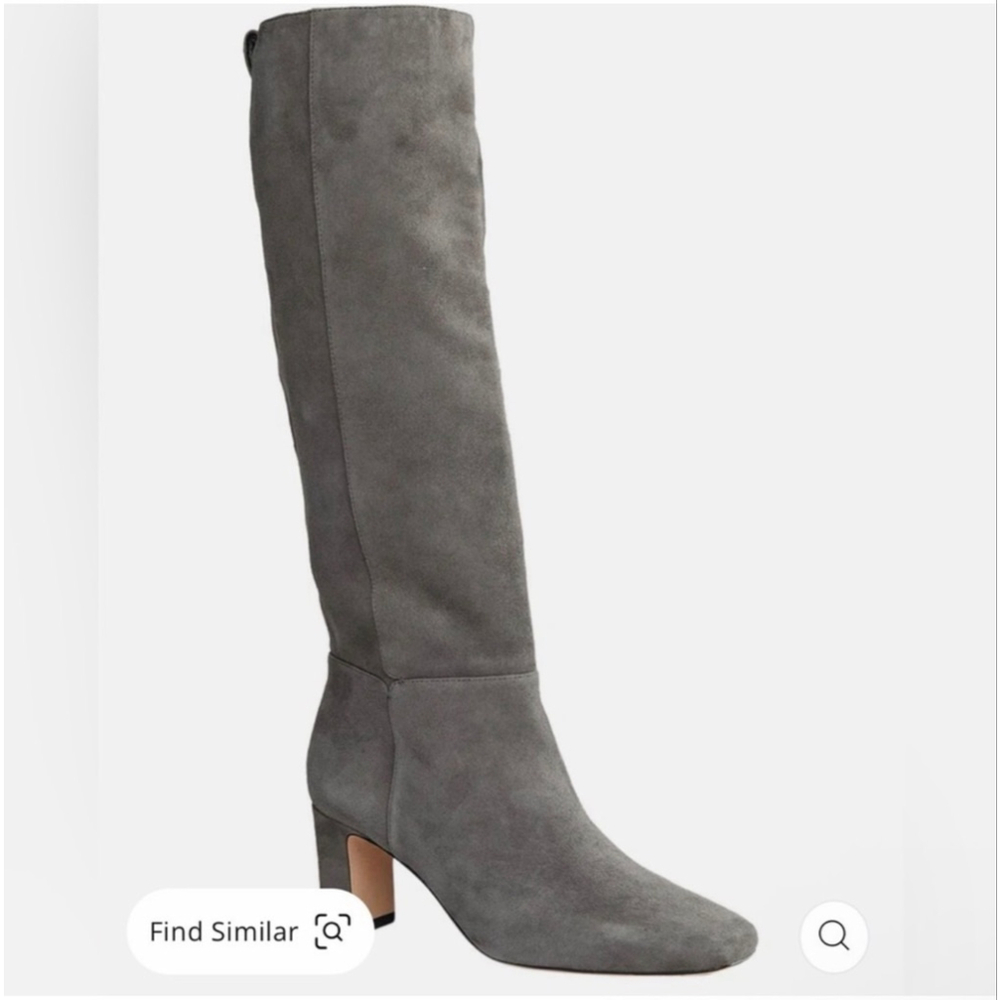 Women's J.McLaughlin Briana Steel Grey Suede Heeled Boots Size 7